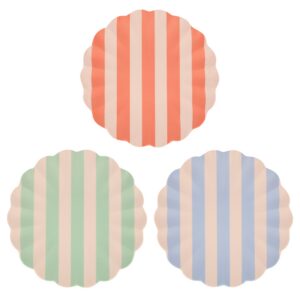 Stripy Reusable Bamboo Large Plates, Set of 6